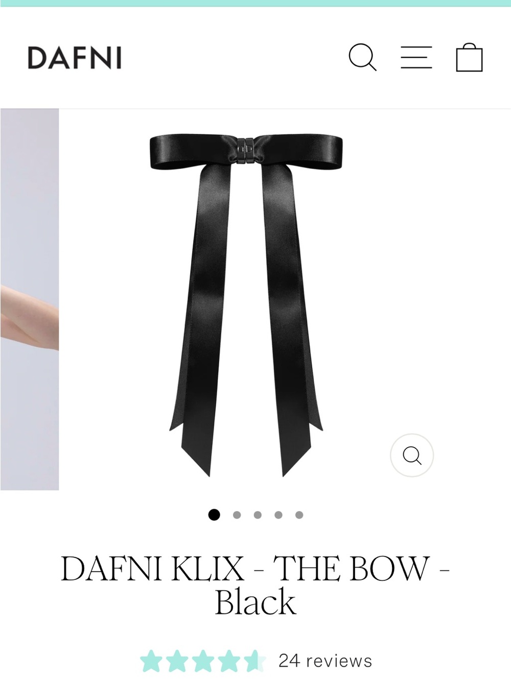 Klix Satin Bow Hair Clip - Black